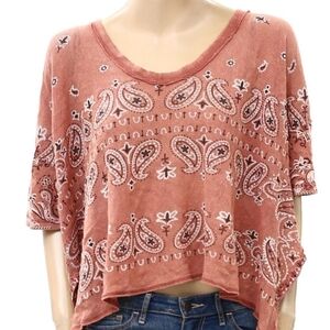 Free People Oversized Boho Chic Hi Low Top